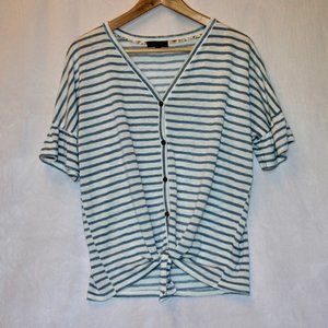 Verve Ami button down tie front striped shirt